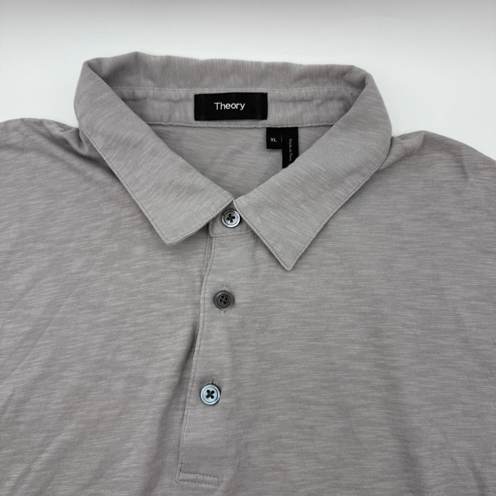 Theory Polo Shirt Soft Knit Casual‎ Short Sleeve Gray Mens Size XL